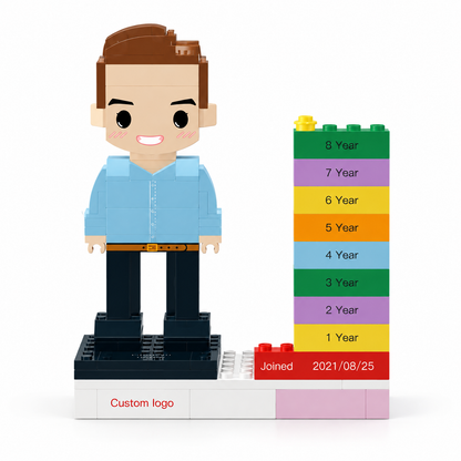 Personalized Employee Award Brick Figure with Custom Name, Logo & Date | Corporate Recognition Gift