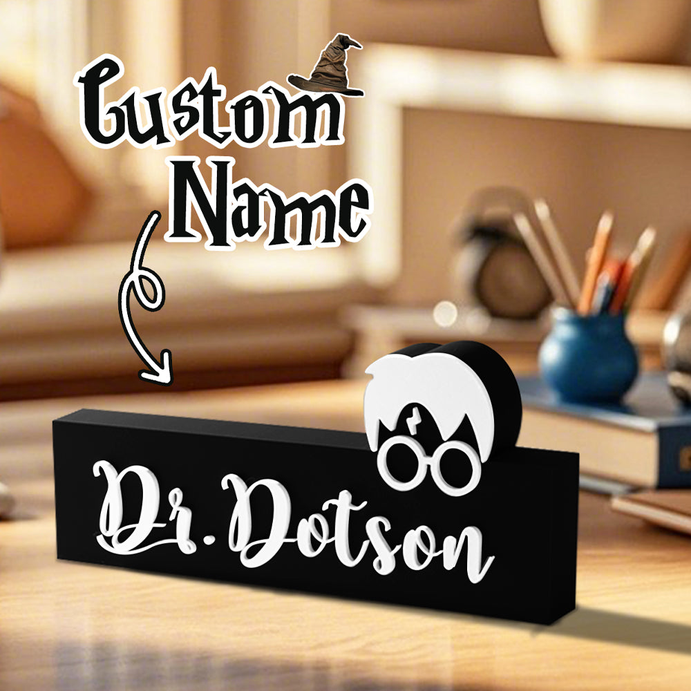 Personalized Wizard Name Sign – 3D Printed Teacher & Librarian Desk Gift