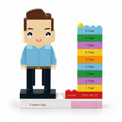 Personalized Employee Award Brick Figure with Custom Name, Logo & Date | Corporate Recognition Gift
