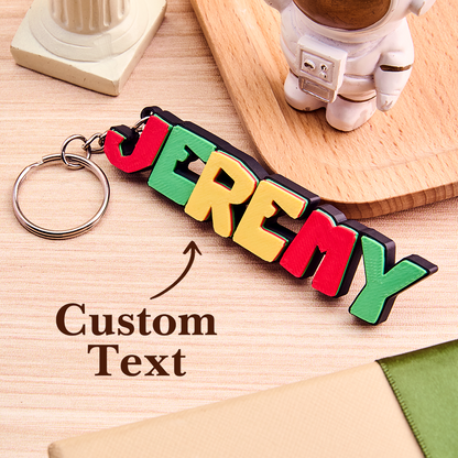 Personalized 3D Cartoon Keyring – Custom Name Plate Back to School Gift