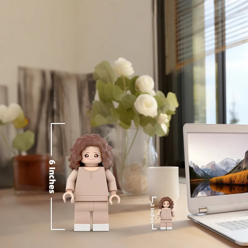 Impresión 3D de minifiguras gigantes personalizadas. Foto personalizada. Convierte tu foto en minifiguras. Regalos para tu hija. Tiempo de producción: 7 a 10 días laborables. 