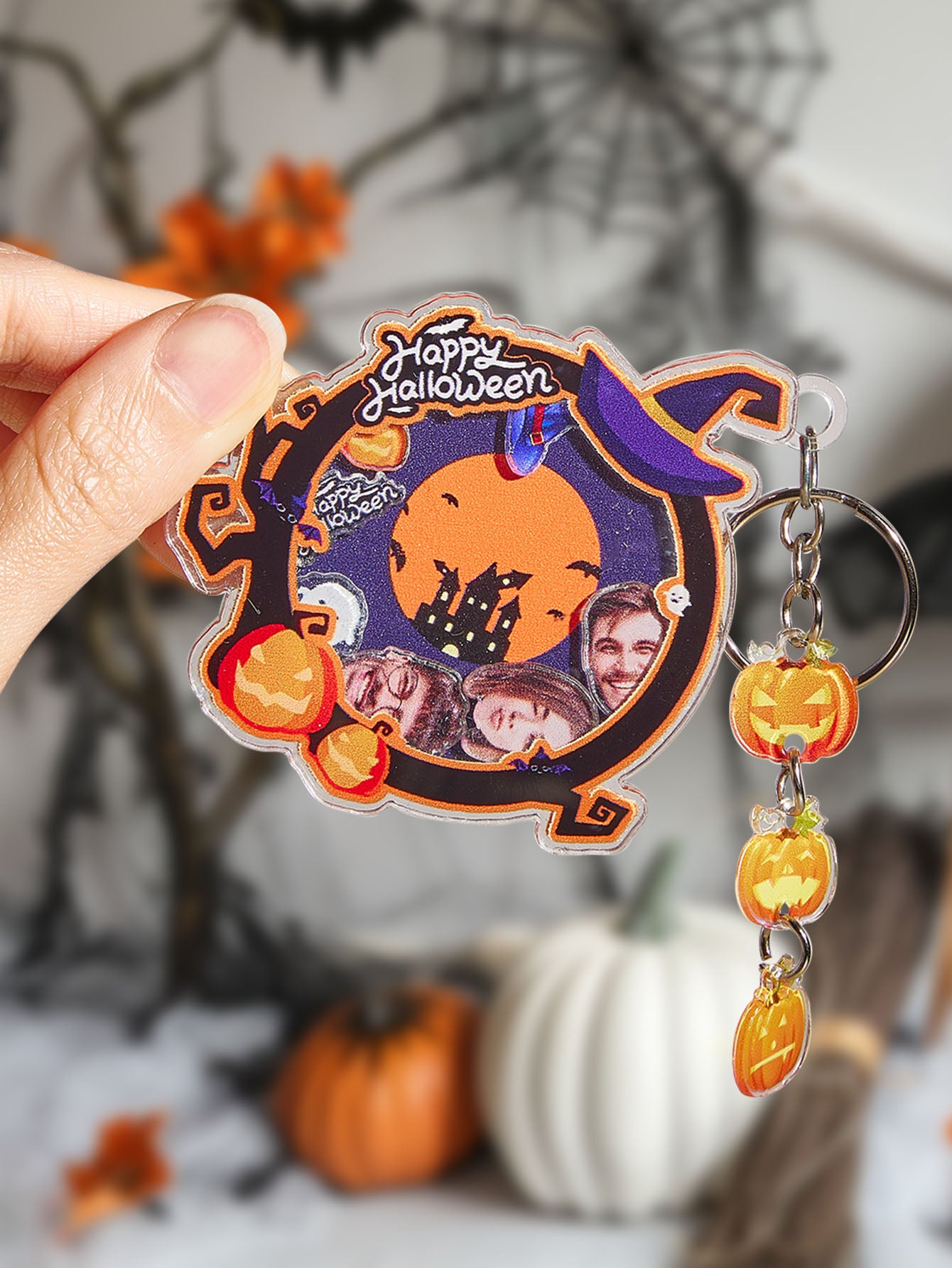 Personalized Halloween Keychain with Face Funny Keychain for Halloween Gifts