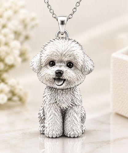 Personalized 3D Pet Portrait Necklace, Custom Sterling Silver Pet Pendant, Memorial Dog & Cat Jewelry Gift