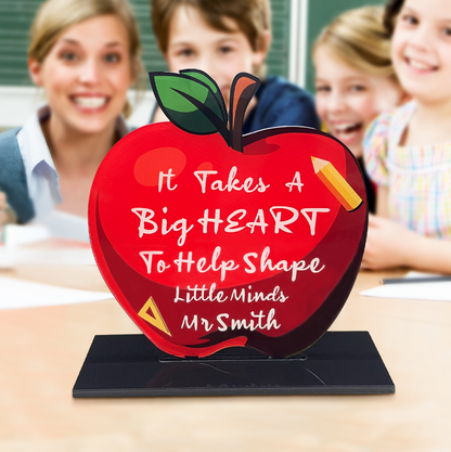 Personalized Apple Teacher Desk Sign – Custom Name Acrylic Plaque