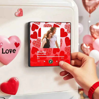 FridgeBeats Framed 4.0 Personalized Music Fridge Magnet with Red Heart Valentines Gift Music Wall Photo