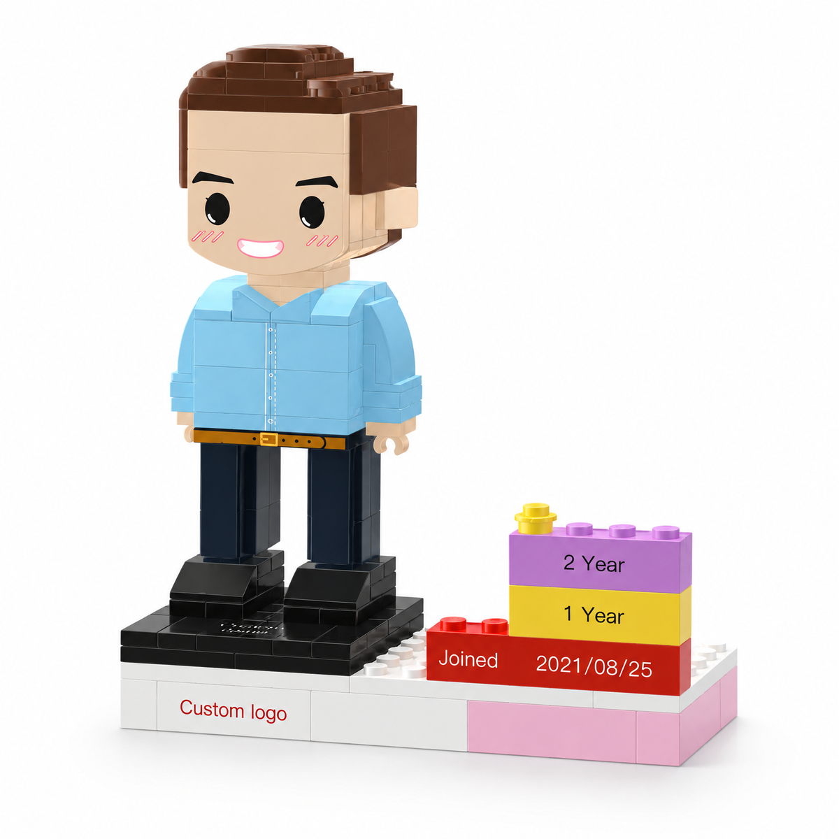 Personalized Employee Award Brick Figure with Custom Name, Logo & Date | Corporate Recognition Gift