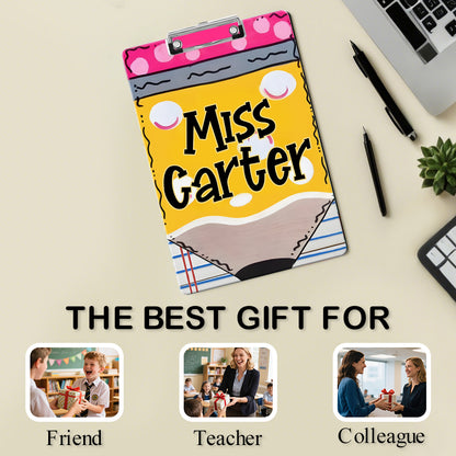 Custom Text Name Folder with Pencil Design – Teacher's Day & Back to School Gift