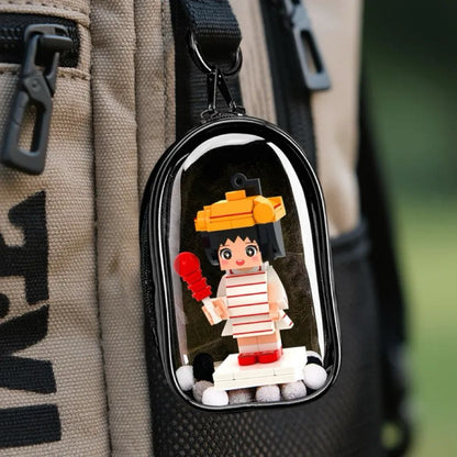 Personalized Mini Figure with Cute Bag Charm Fully Body 1 People Mini Brick Figure Keychain