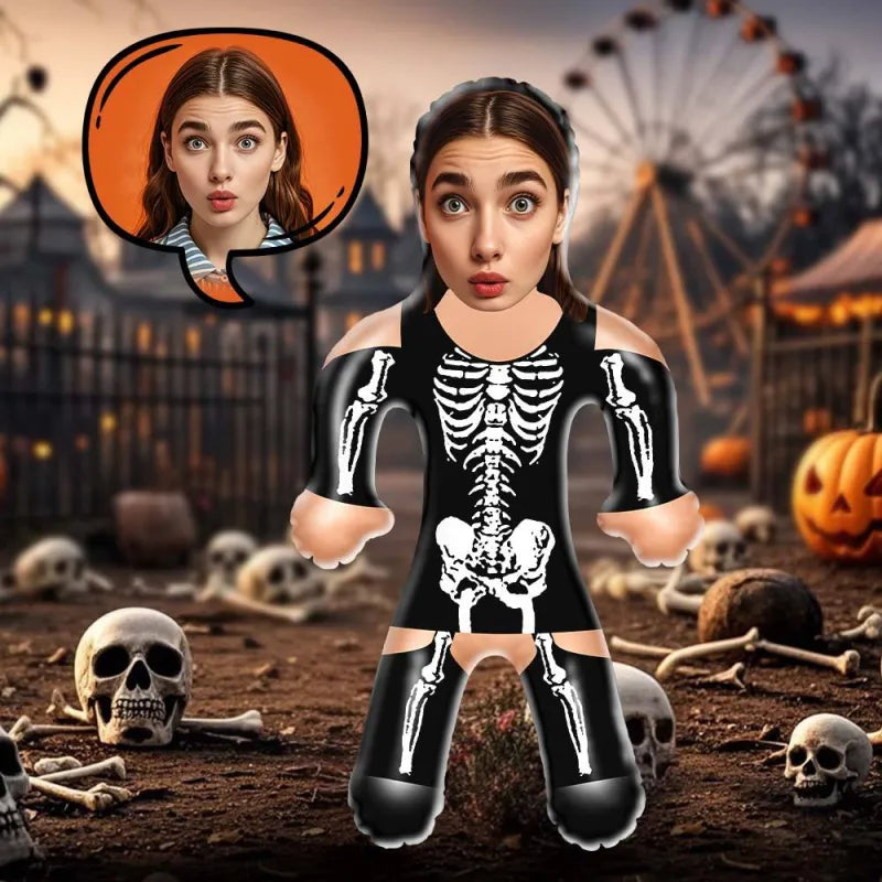 Custom Face Skeleton Lady Blow Up Dolls Funny Inflatable Balloon Custom Air Doll for Party Favors Horror Halloween Gifts