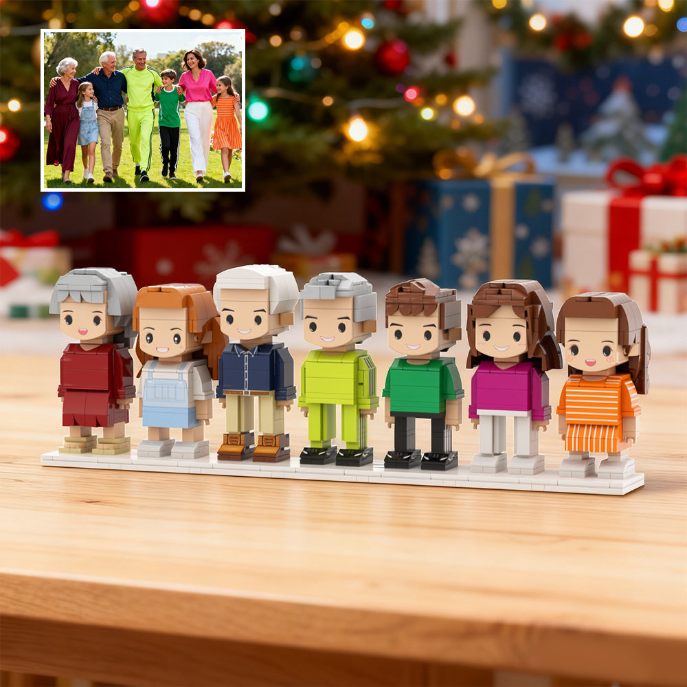 Full-Body Cute Brick Figures of 7 People Personalized 