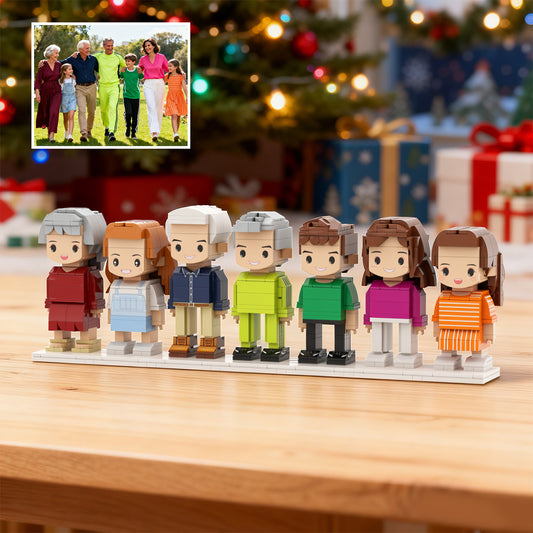 Full-Body Cute Brick Figures of 7 People Personalized 