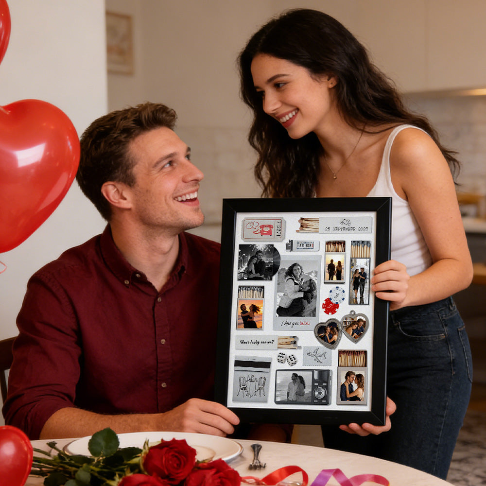 Custom Photo & Text Matchbox-style Poster Frame Decor – Valentine’s Day Gift