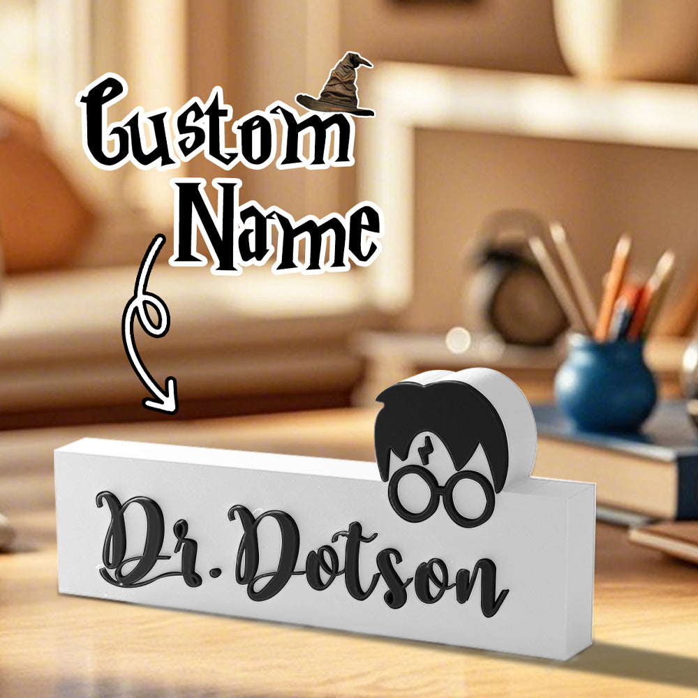 Personalized Wizard Name Sign – 3D Printed Teacher & Librarian Desk Gift