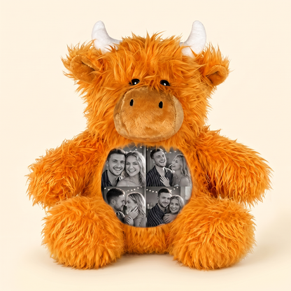 Personalized Highland Cow Plush – Custom 4-Photo Gift
