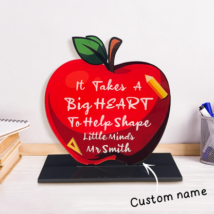 Personalized Apple Teacher Desk Sign – Custom Name Acrylic Plaque