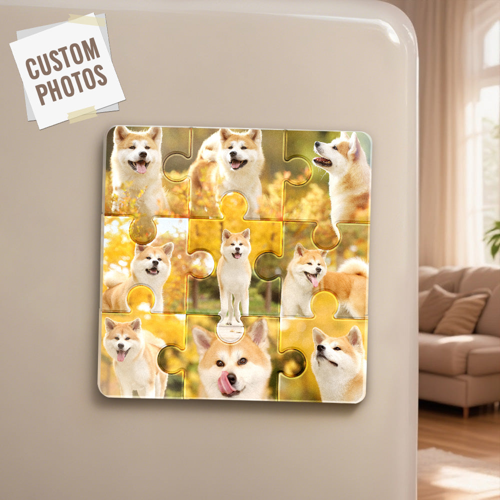 Personalized Photo Puzzle-Shaped Fridge Magnet