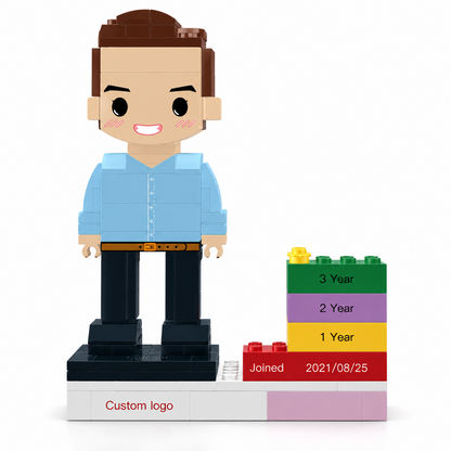 Personalized Employee Award Brick Figure with Custom Name, Logo & Date | Corporate Recognition Gift
