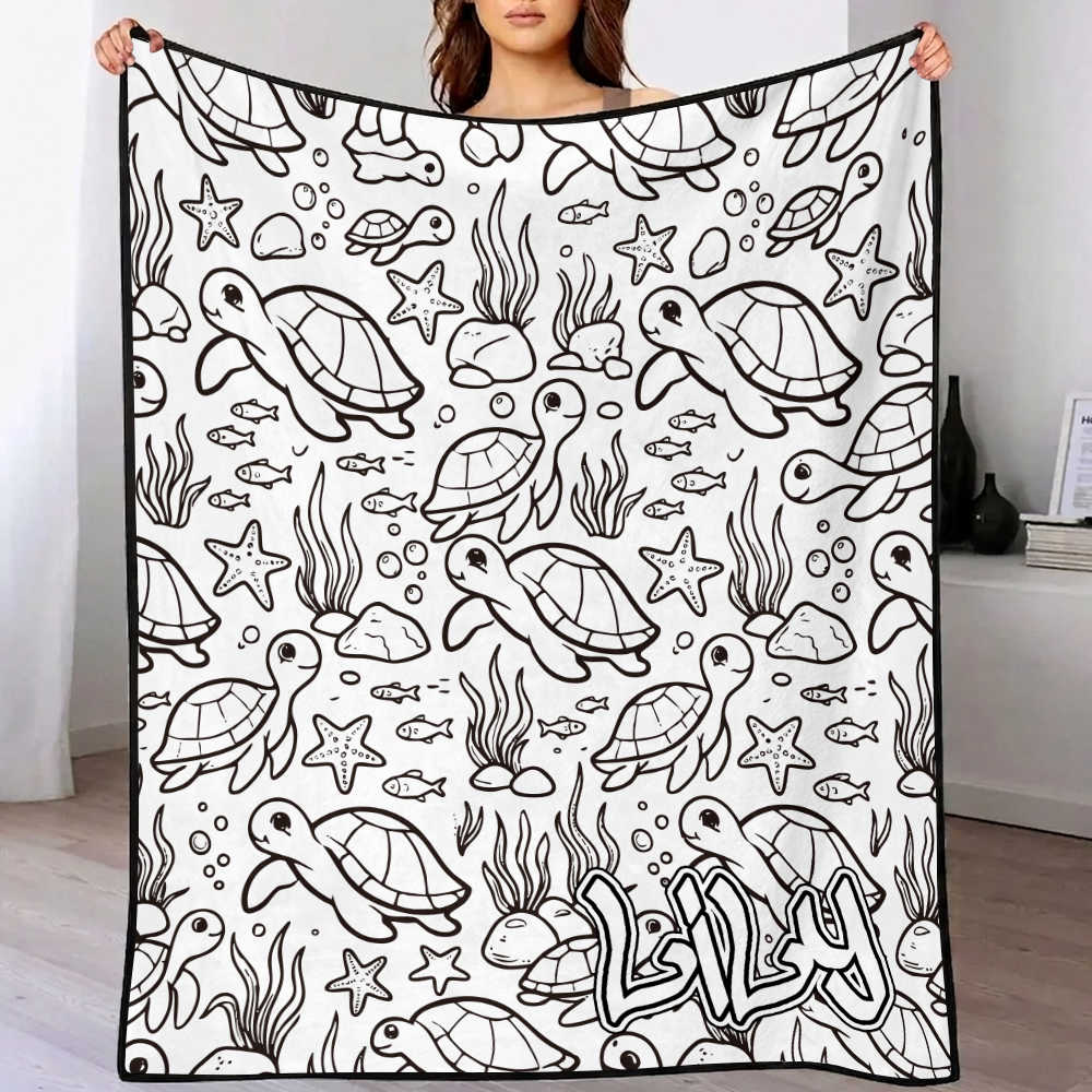 DIY Drawing & Custom Text Blanket with 24-Color Markers | Create Your Art Blanket Washable Keepsake Blanket for Kids & Adults
