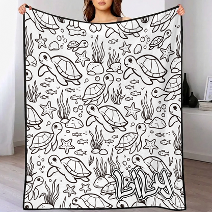 DIY Drawing & Custom Text Blanket with 24-Color Markers | Create Your Art Blanket Washable Keepsake Blanket for Kids & Adults
