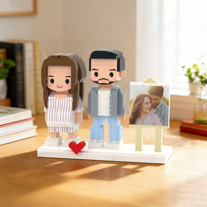 Full Body Customizable Pregnancy Gift 2 People Cute Brick Figures with Photo