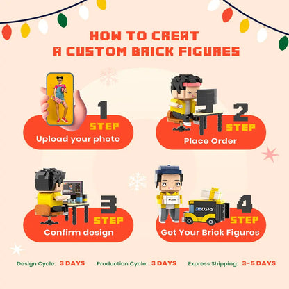 Custom Head Brick Figures Personalized Wizard Brick Figures Small Particle Block Toy