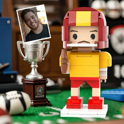 Custom Head 1 Person Cute Football Player Brick Figure Anniversary Gift Birthday Gift for Him