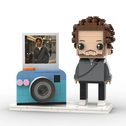 Full-body Custom 1 Person Brick Figures with Photo and Camera