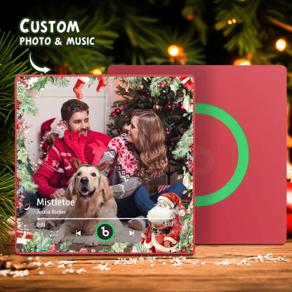 FridgeBeats Framed Custom Family Photo Music Fridge Magnet Christmas Gifts for Family Personalized Music Magnets Can Play Songs