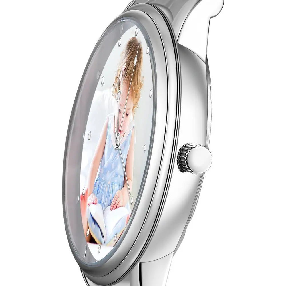 Personalized Photo Watch Unisex - Custom Engraved Text, Alloy Strap 38mm - Mini Brick Custom
