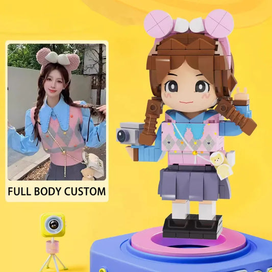 Full Body Customized 1 Person Duddu Brick Figures Valentine's Day Gift Birthday Gift for Her