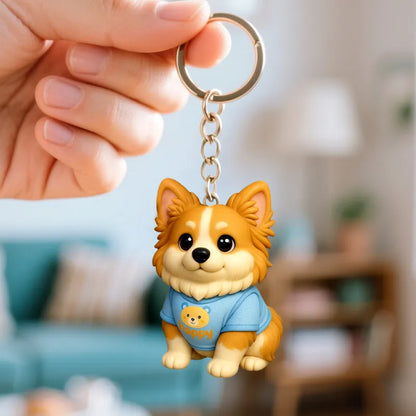 Custom 3D mini figure keychain from MadeMine, personalized with your photo, featuring a small, detailed doll keyring.