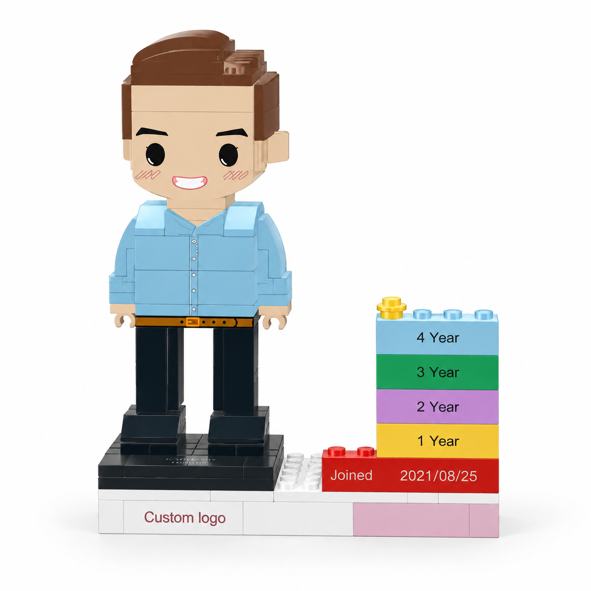 Personalized Employee Award Brick Figure with Custom Name, Logo & Date | Corporate Recognition Gift