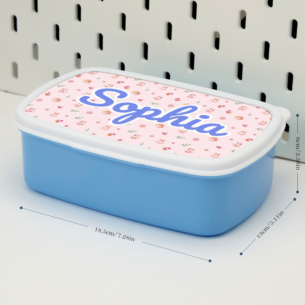 Personalized Cartoon Rabbit Lunch Box – Custom Name Kids Back to School Gift