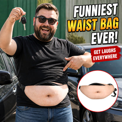 Funny Body Print Fanny Pack – Realistic Abs & Belly Waist Bag, Novelty Joke Gift for Friends