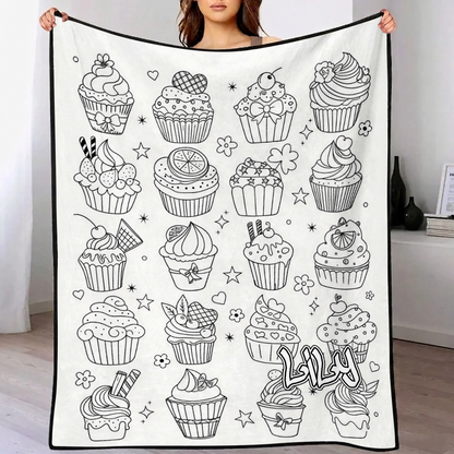 DIY Drawing & Custom Text Blanket with 24-Color Markers | Create Your Art Blanket Washable Keepsake Blanket for Kids & Adults