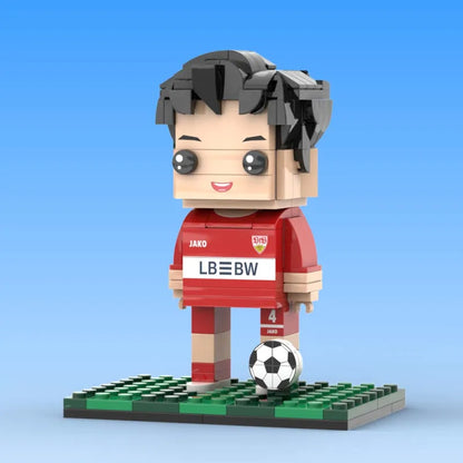 Gepersonaliseerde 1-persoons stenen figuren met voetbalthema, cadeau voor een verjaardag of Valentijnscadeau voor een voetballer