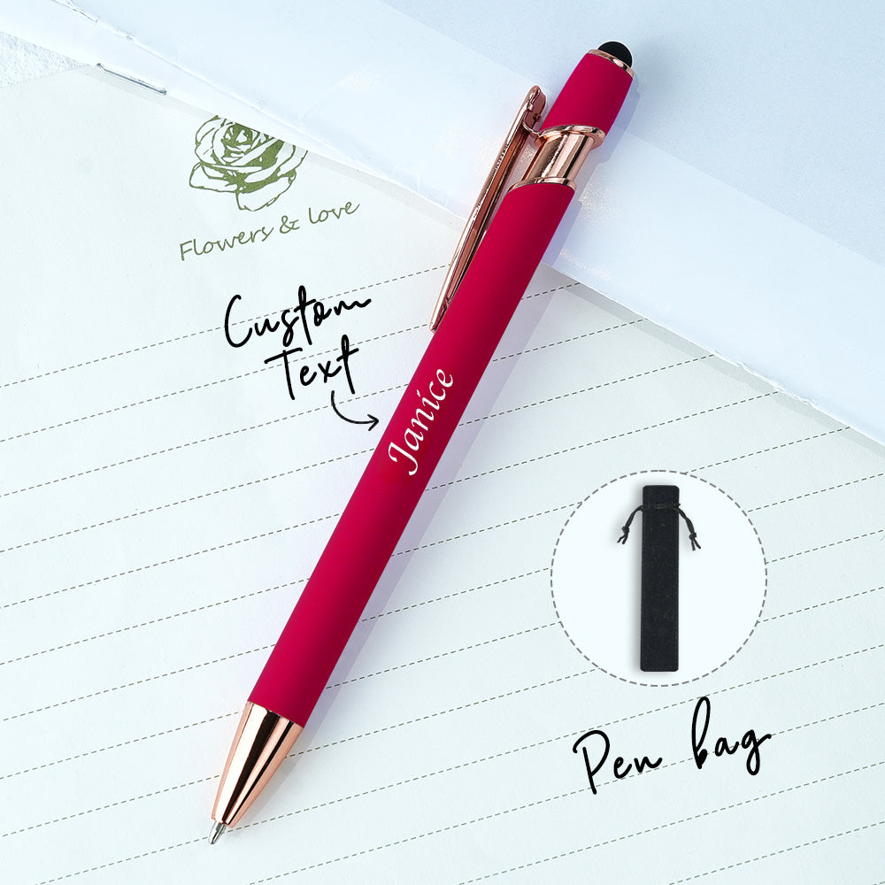Personalized Multifunction Red Ballpoint Pen – Custom Name with Drawstring Pouch