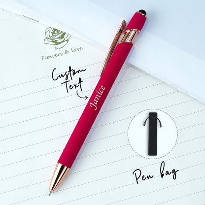 Personalized Multifunction Red Ballpoint Pen – Custom Name with Drawstring Pouch