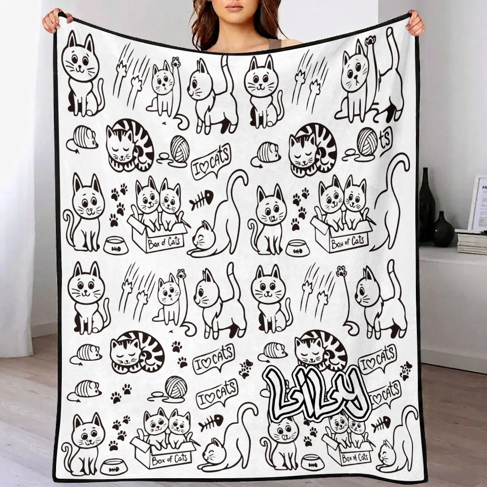 DIY Drawing & Custom Text Blanket with 24-Color Markers | Create Your Art Blanket Washable Keepsake Blanket for Kids & Adults