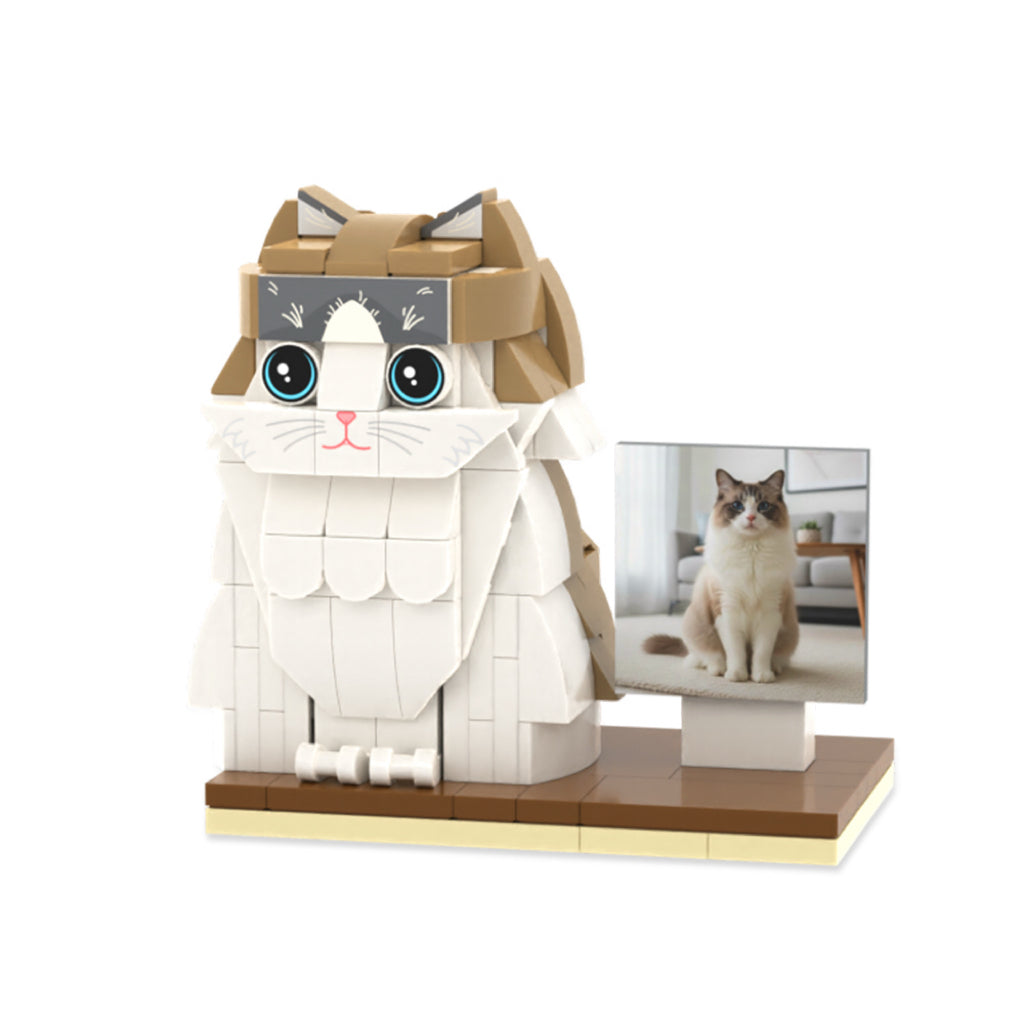 Custom Full-Body Cute Brick Figures of 1 Cat with Frame
