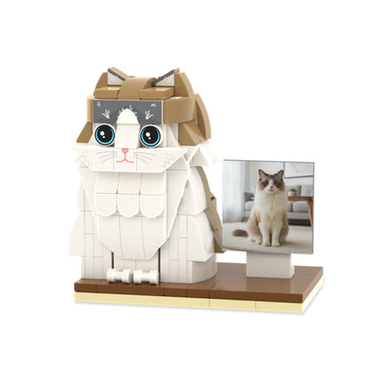Custom Full-Body Cute Brick Figures of 1 Cat with Frame