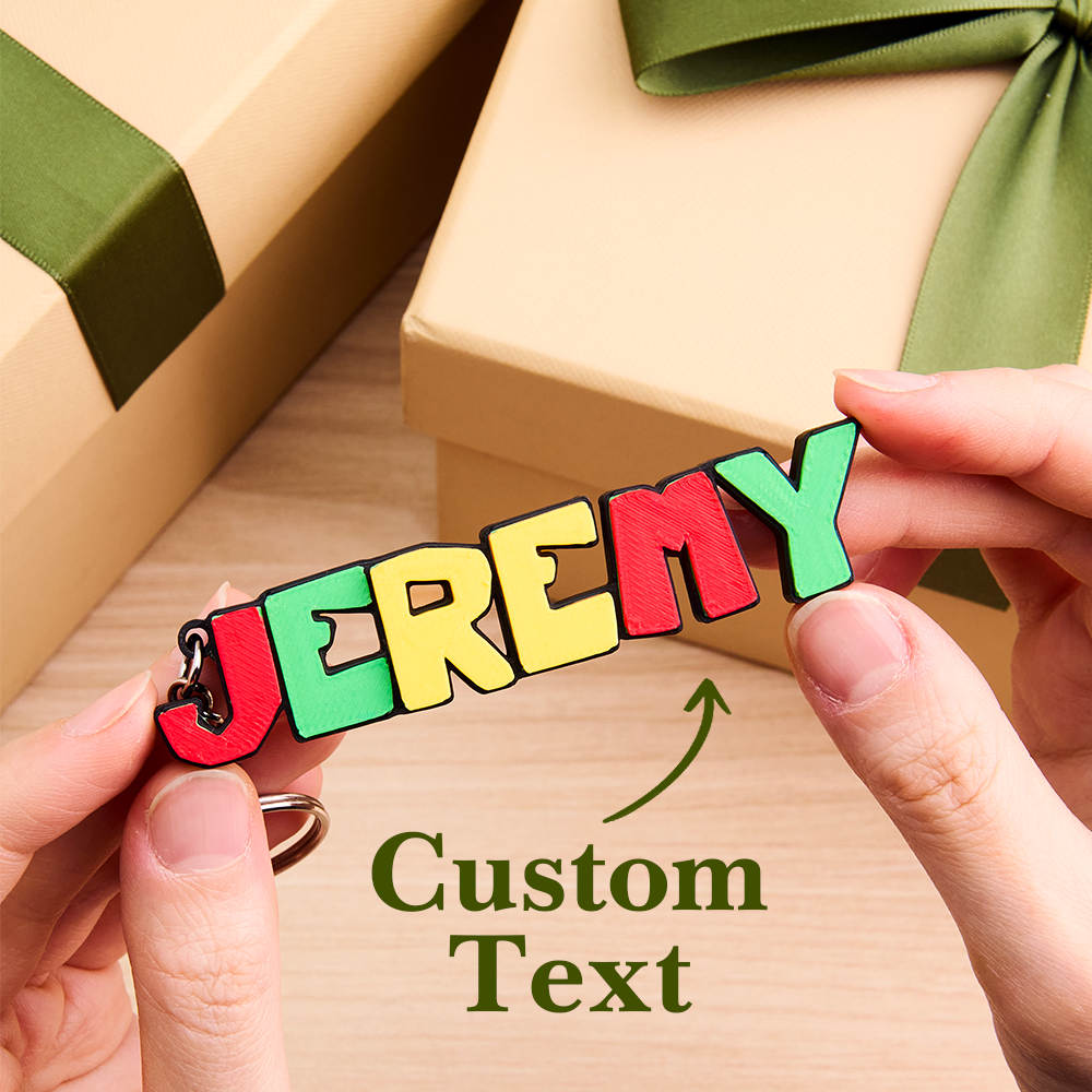 Personalized 3D Cartoon Keyring – Custom Name Plate Back to School Gift