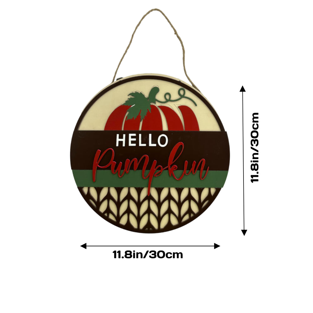 Letrero de bienvenida de otoño para puerta principal, corona de calabaza estilo rústico, decoración para porche, adorno colgante, regalos.