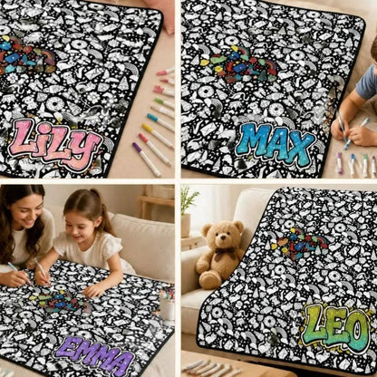 DIY Drawing & Custom Text Blanket with 24-Color Markers | Create Your Art Blanket Washable Keepsake Blanket for Kids & Adults