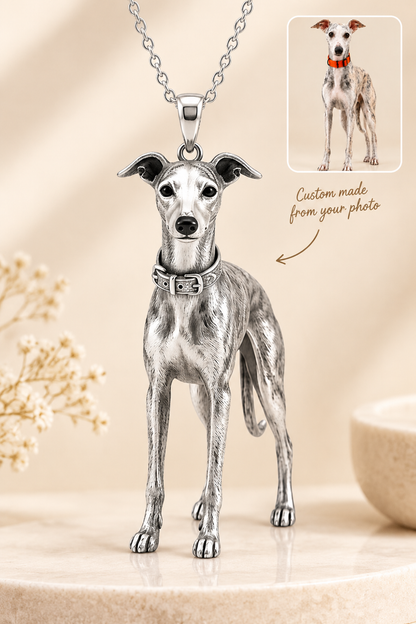 Personalized 3D Pet Portrait Necklace, Custom Sterling Silver Pet Pendant, Memorial Dog & Cat Jewelry Gift