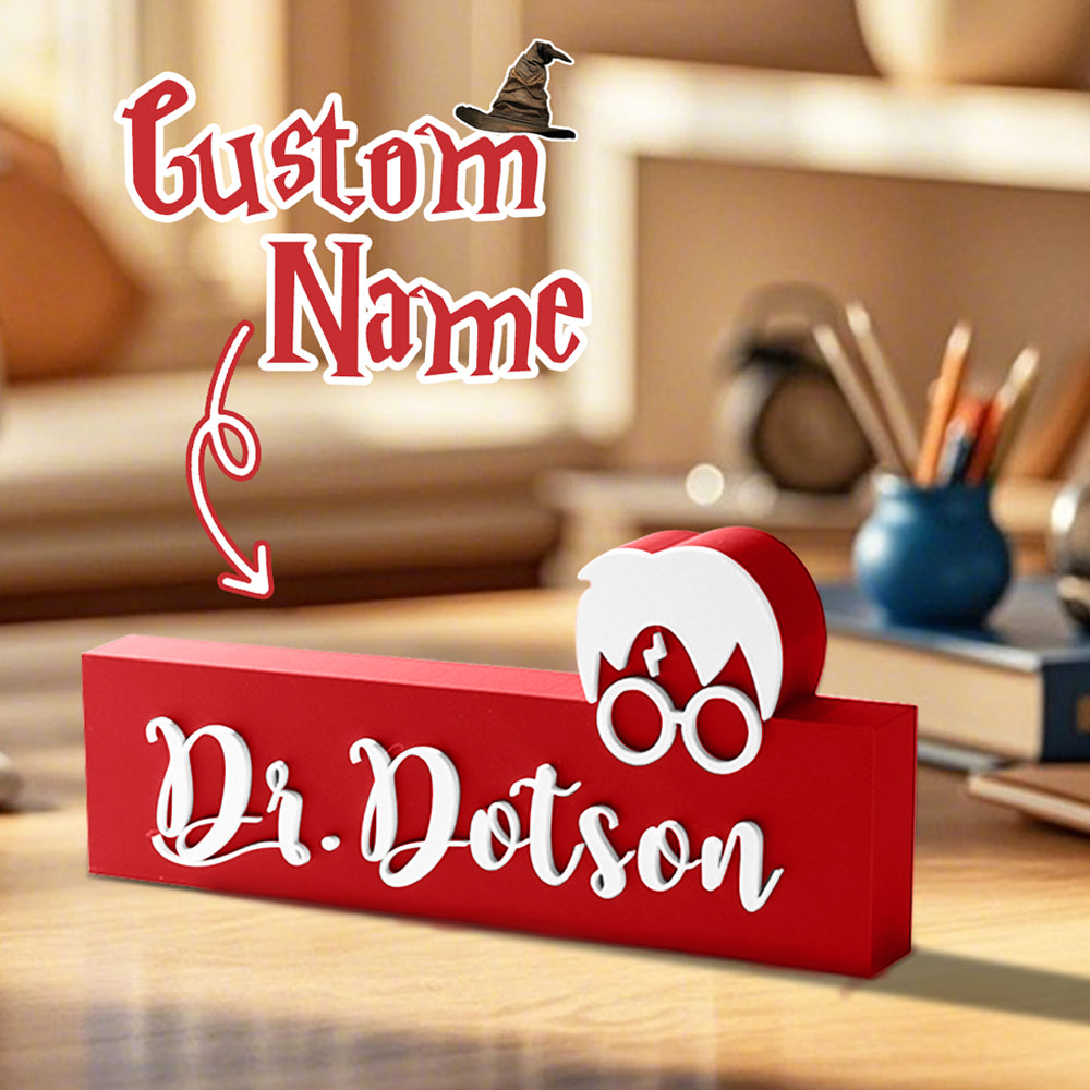 Personalized Wizard Name Sign – 3D Printed Teacher & Librarian Desk Gift