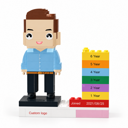 Personalized Employee Award Brick Figure with Custom Name, Logo & Date | Corporate Recognition Gift