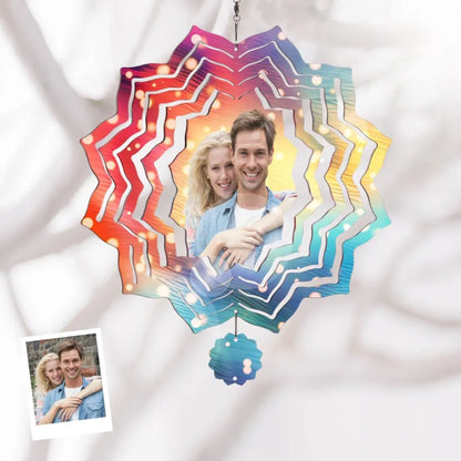 Custom Photo Snowflake Wind Spinner Chime Garden Decoration 