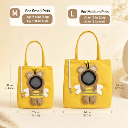 Personalized Pet Carrier Sling Bag with Custom Name | Breathable Canvas Shoulder Bag for Small Dogs & Cats