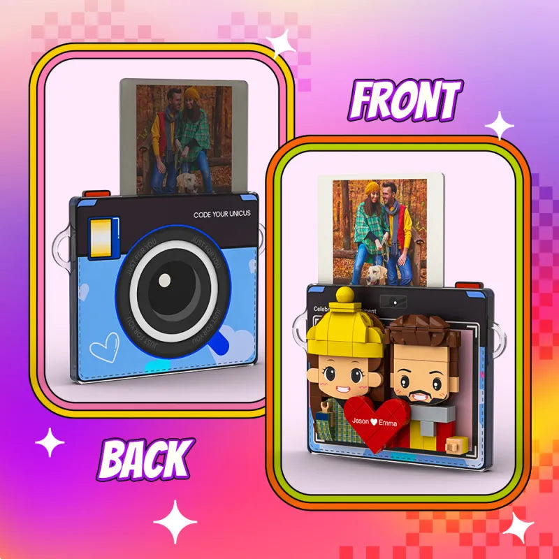 Personalized Brick Figure Fridge Magnets Pink Photo Stickers 